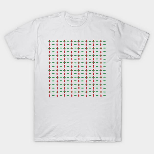 Christmas red and green horizontal and vertical stitches T-Shirt by marufemia